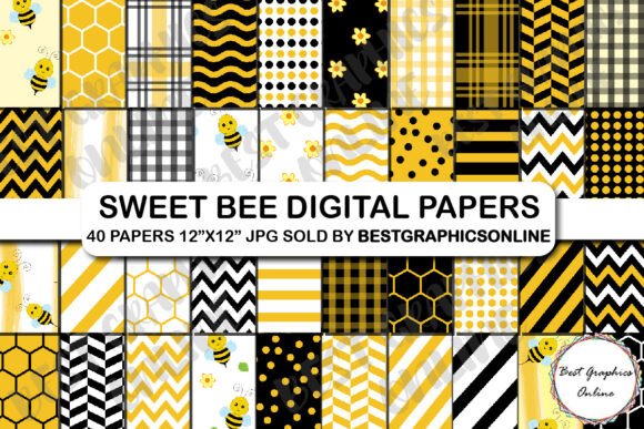 Download Bee Pattern Backgroud Digital Paper Pack - Bee Collection