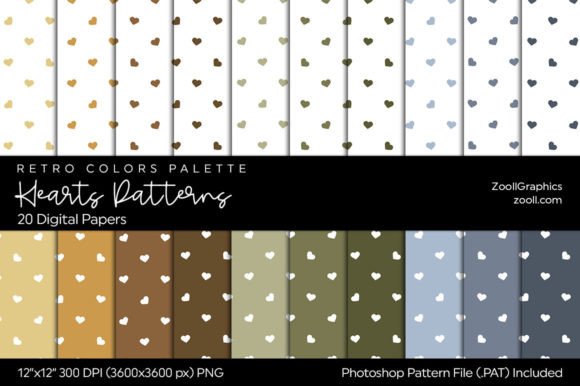 Download Hearts Retro Digital Papers - Premium Resources