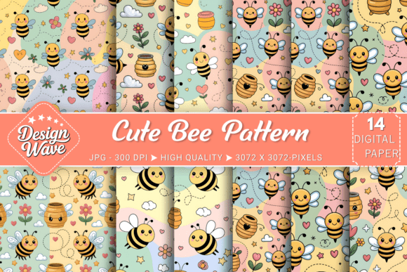 Download Cute Bee Digital Paper - Bee Collection