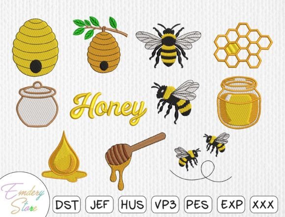Download Honey Bee Embroidery Patch Set - Bee Collection