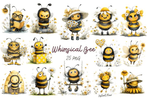 Download Whimsical Bee Clipart Bundle - Bee Collection