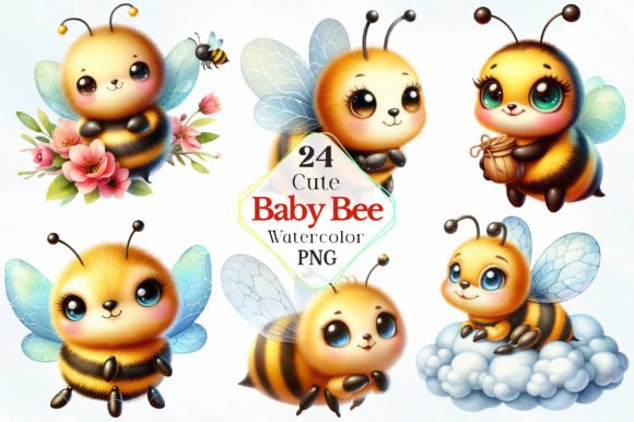Download Baby Bee Watercolor Clipart - Bee Collection