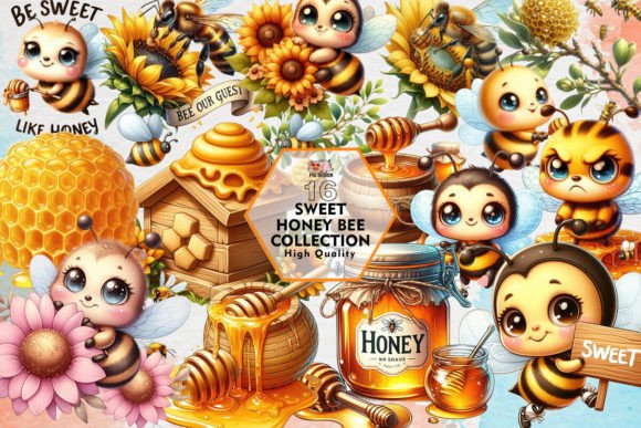 Download Sweet Honey Bee Collection Clipart PNG - Bee Collection